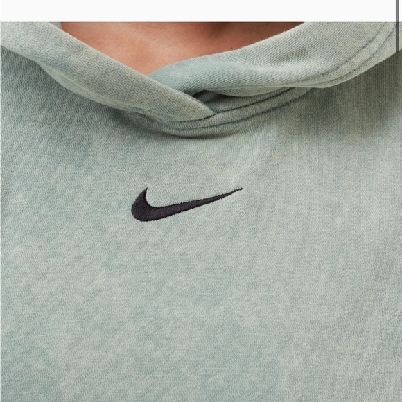 Nike Washed Fleece Hoodie Sweatshirt Jade Green Bleach - Picture 3 of 14